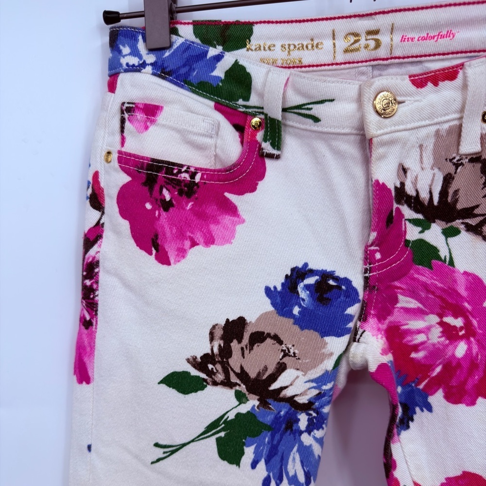 Kate Spade New York Floral Skinny Jeans Size 25 - Picture 4 of 6